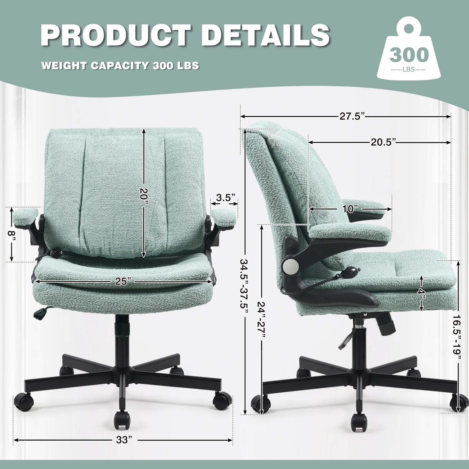 Ergonomic Office Chair With Airbag Lumbar Support And Flip Armrests_voghion.com